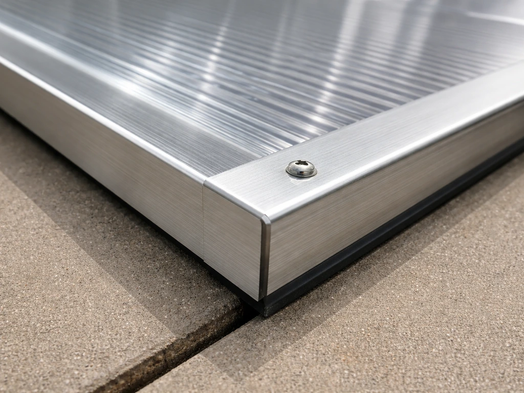 Close-up of polycarbonate and metal panel edge with clean, gap-free termination to prevent leaks.